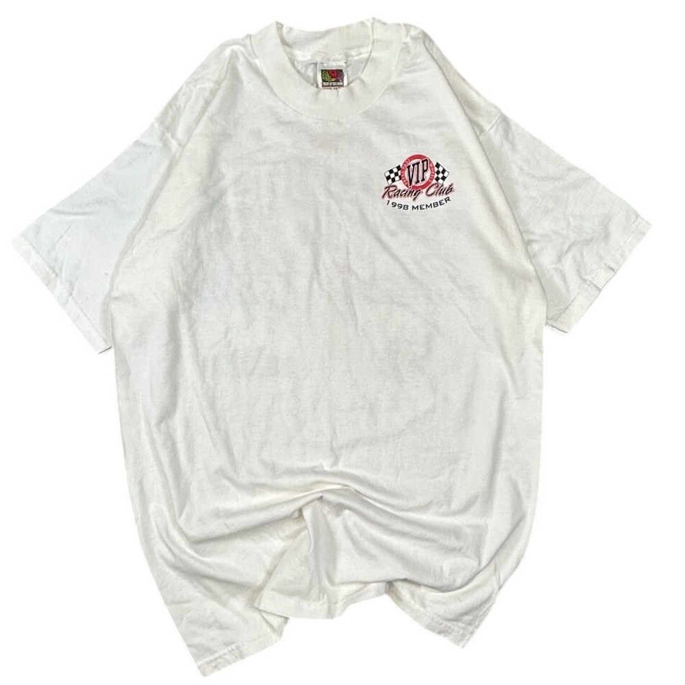Vintage 1998 VIP Racing Club Fruit of the Loom T-Shirt White Large Press Pass